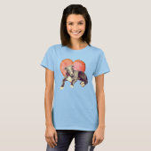Greyhound Puppy and roze Heart T-shirt (Voorkant volledig)