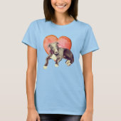Greyhound Puppy and roze Heart T-shirt (Voorkant)