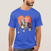 Greyhound Puppy and roze Heart T-shirt (Voorkant)