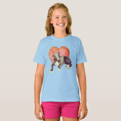 Greyhound Puppy and roze Heart T-shirt (Voorkant volledig)