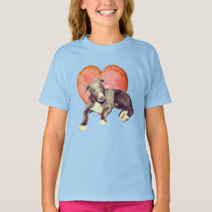Greyhound Puppy and roze Heart T-shirt