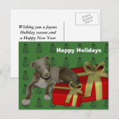 Greyhound Puppy Dog Briefkaart met kerstfeestdag (Voorkant / Achterkant)