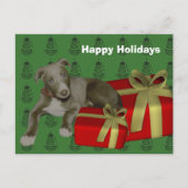 Greyhound Puppy Dog Briefkaart met kerstfeestdag (Voorkant)