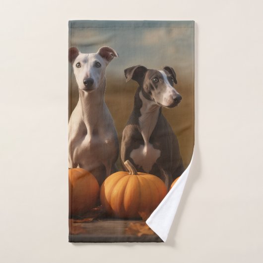 Greyhound Puppy Herfst Delight Pompoen Bad Handdoek (Handdoek)