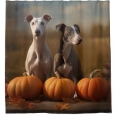 Greyhound Puppy Herfst Delight Pompoen Douchegordijn (Voorkant)