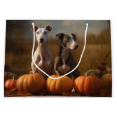 Greyhound Puppy Herfst Delight Pompoen Groot Cadeauzakje (Voorkant)