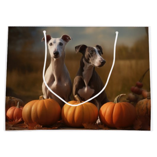 Greyhound Puppy Herfst Delight Pompoen Groot Cadeauzakje (Voorkant)