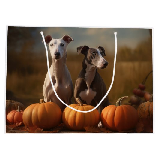 Greyhound Puppy Herfst Delight Pompoen Groot Cadeauzakje (Achterkant)