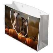 Greyhound Puppy Herfst Delight Pompoen Groot Cadeauzakje (Achterkant Gekanteld)