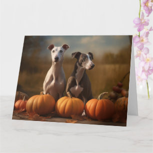 Greyhound Puppy Herfst Delight Pompoen Kaart