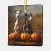 Greyhound Puppy Herfst Delight Pompoen Keramisch Ornament (Links)