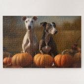 Greyhound Puppy Herfst Delight Pompoen Legpuzzel (Horizontaal)