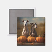 Greyhound Puppy Herfst Delight Pompoen Magneet (Voorkant / Achterkant)