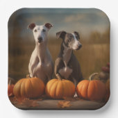 Greyhound Puppy Herfst Delight Pompoen Papieren Bordje (Voorkant)