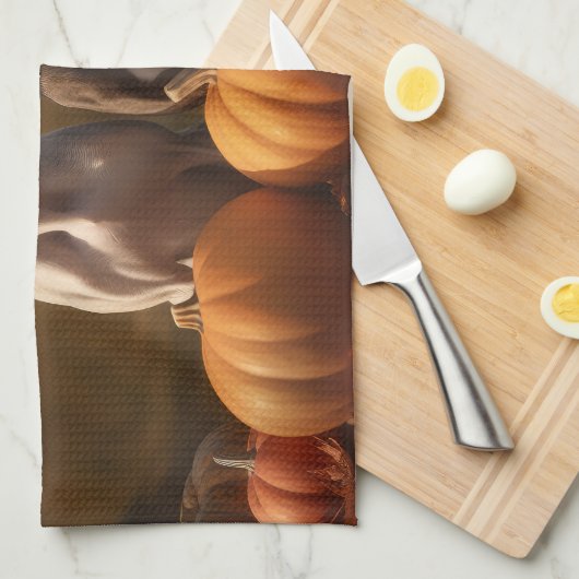 Greyhound Puppy Herfst Delight Pompoen Theedoek (Quarter Fold)