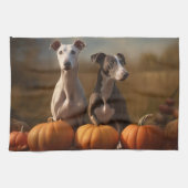 Greyhound Puppy Herfst Delight Pompoen Theedoek (Horizontaal)