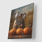 Greyhound Puppy Herfst Delight Pompoen Vierkante Klok (Hoek)
