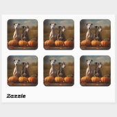 Greyhound Puppy Herfst Delight Pompoen Vierkante Sticker (Vel)