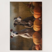 Greyhound Puppy Herfstpracht Pompoen Legpuzzel (Verticaal)