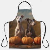 Greyhound Puppy Herfstvreugd Pompoen Schort (Voorkant)