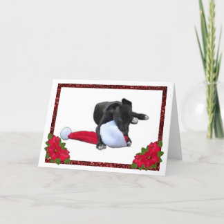 Greyhound Puppy Kauwkerstman met kerstmis Feestdagen Kaart