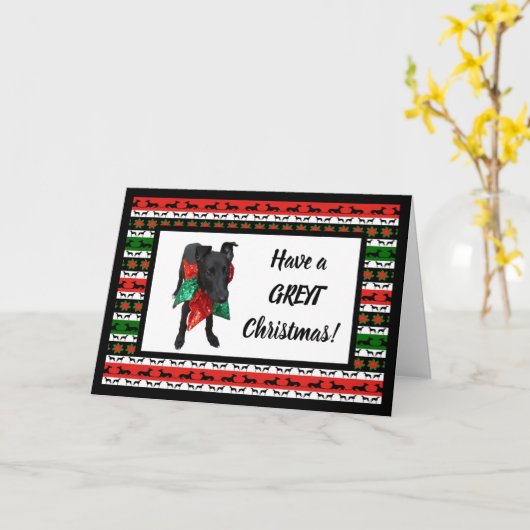 Greyhound Puppy kerstWenskaart Kaart (Gele Bloem)