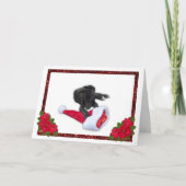 Greyhound Puppy met kerstkerstkerstkerstkerstkerst Feestdagen Kaart (Voorkant)
