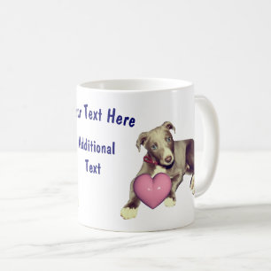 Greyhound Puppy Pink Heart gepersonaliseerd Koffiemok