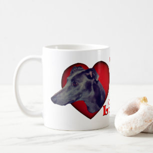 Greyhound Red Heart Love Persoonlijk Koffiemok