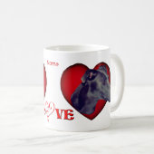 Greyhound Red Heart Love Persoonlijk Koffiemok (Voorkant rechts)