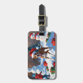 Greyhound Rent in de Sneeuw met Kerstmuts Bagagelabel (Voorkant verticaal)