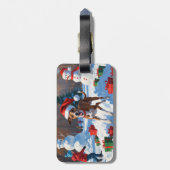 Greyhound Rent in de Sneeuw met Kerstmuts Bagagelabel (Achterkant verticaal)
