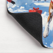 Greyhound Rent in de Sneeuw met Kerstmuts Muismat (Hoek)