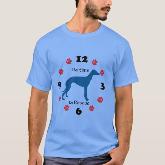 Greyhound Rescue Time Clock T-shirt (Voorkant)