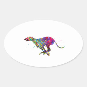 Greyhound Running Ovale Sticker