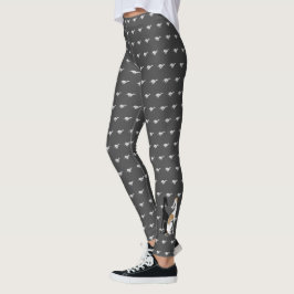 Greyhound Running Pattern Leggings - Dark Grey/