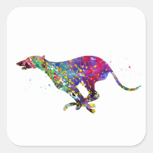 Greyhound Running Vierkante Sticker