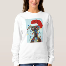 Greyhound Santa in de knoop met kerstlichtjes Trui