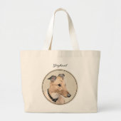 Greyhound Schilderij Fawn Schattigee originele Pet Grote Tote Bag (Voorkant)