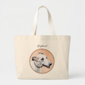 Greyhound Schilderij Schattige Rood Wit Originele Grote Tote Bag (Voorkant)