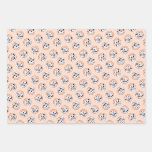 Greyhound Schilderij Schattige Rood Wit Originele  Inpakpapier Vel (Voorkant)