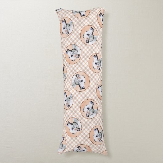 Greyhound Schilderij Schattige Rood Wit Originele Lichaamskussen (Voorkant Verticaal)