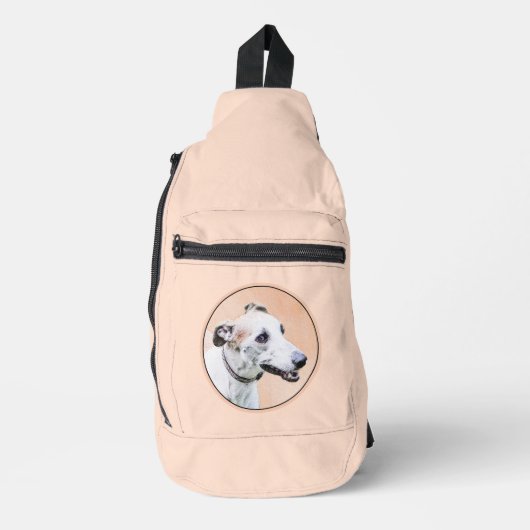 Greyhound Schilderij Schattige Rood Wit Originele  Sling Bag (Voorkant)