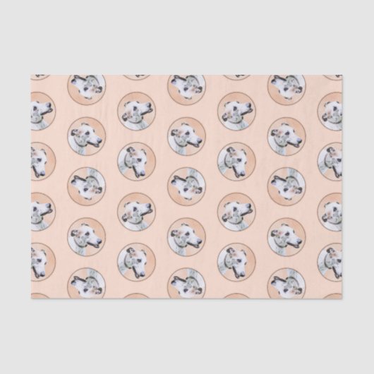 Greyhound Schilderij Schattige Rood Wit Originele  Tissuepapier (Voorkant)