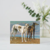 Greyhound Schilderij - Twee Greyhounds -  kunst Briefkaart (Staand voorkant)