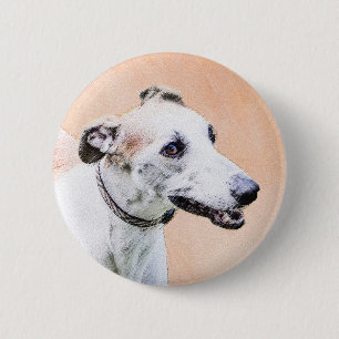Greyhound-schildering - Kute Original Dog Art Ronde Button 5,7 Cm