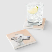 Greyhound-schildering - Kute Original Dog Art Stenen Onderzetter (Zijkant)