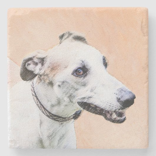 Greyhound-schildering - Kute Original Dog Art Stenen Onderzetter (Voorkant)