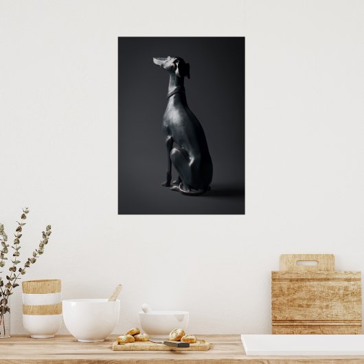 Greyhound Sculpture Pose Kaart Poster (Keuken)