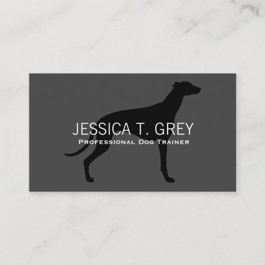Greyhound Silhouette Black op Grey Visitekaartje (Voorkant)